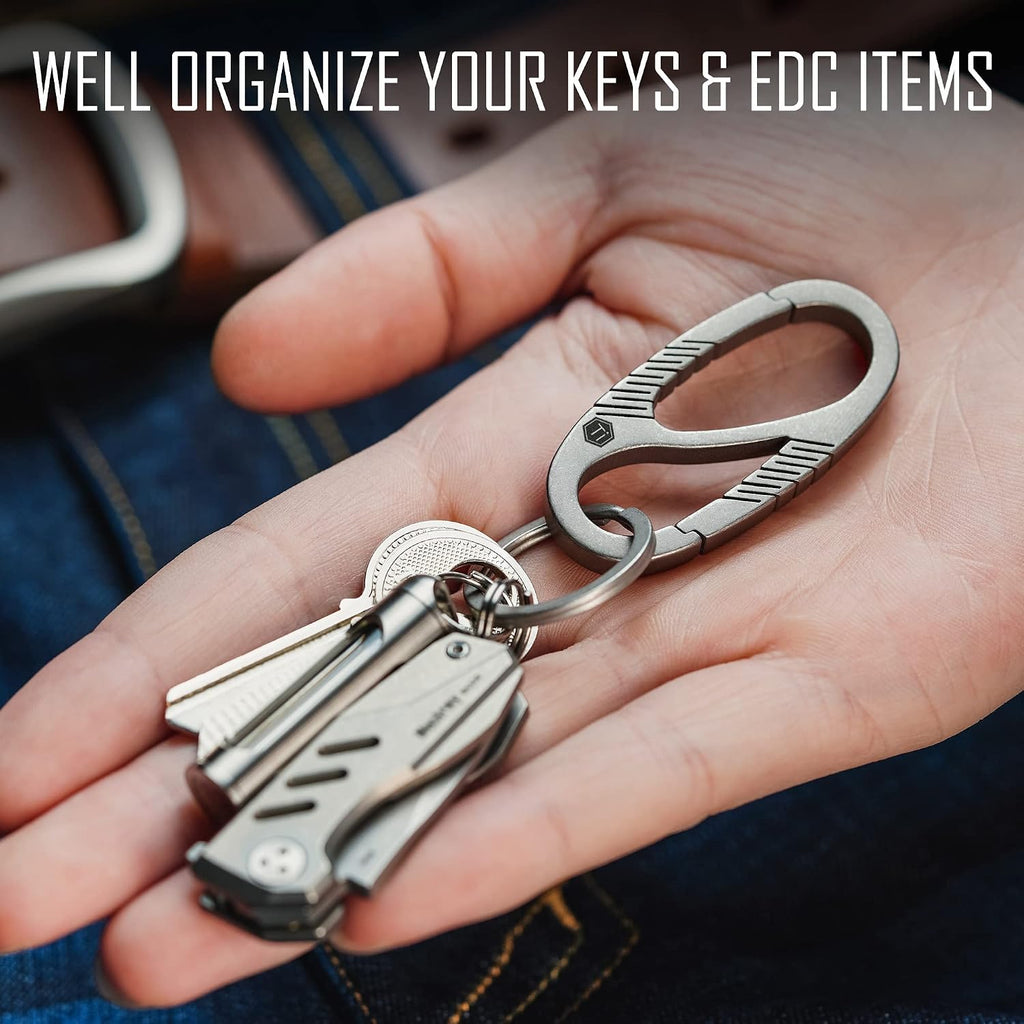 Titanium Carabiner Clip with Dual Gate Quick Release | Key Ring Organizer, Lightweight Titanium Material, Compact