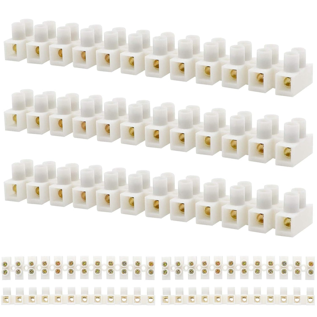 GUBCUB Terminal Block Set, 7 Pieces 12 Position Dual Row Terminal Strip Electrical Barrier Wire Connector Block, 10A 380V