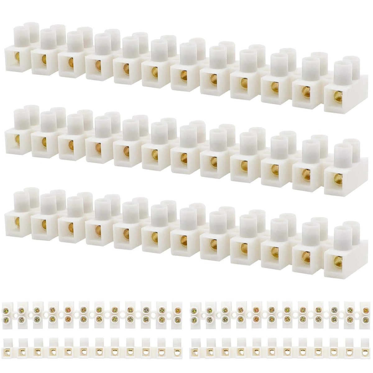 GUBCUB Terminal Block Set, 7 Pieces 12 Position Dual Row Terminal Strip Electrical Barrier Wire Connector Block, 10A 380V