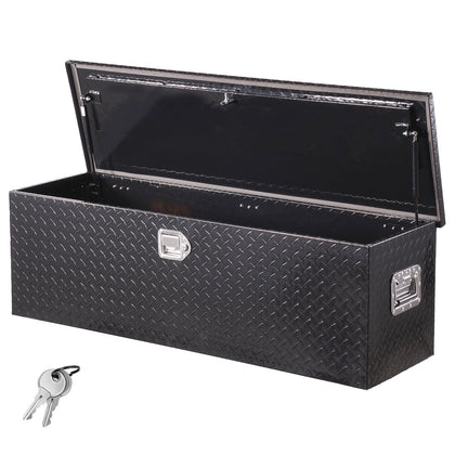 Heavy Duty Aluminum Truck Bed Tool Box, Diamond Plate Tool Box with Side Handle and Lock Keys, Storage Toolbox Chest