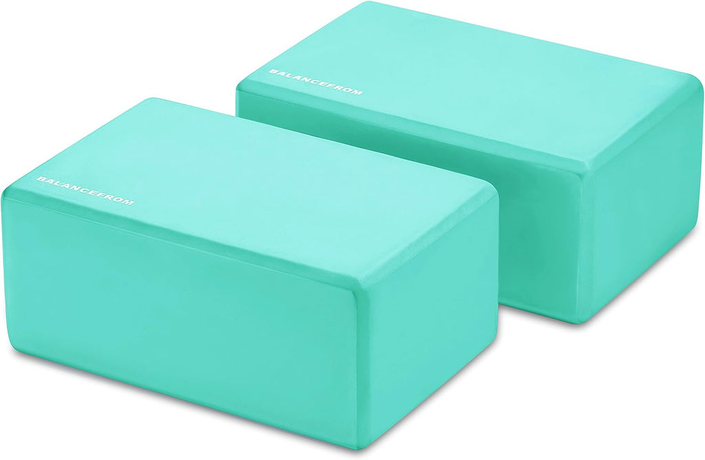 Set of 2 High Density Yoga Blocks, 9"x6"x4" Each, Pair, Multiple Colors