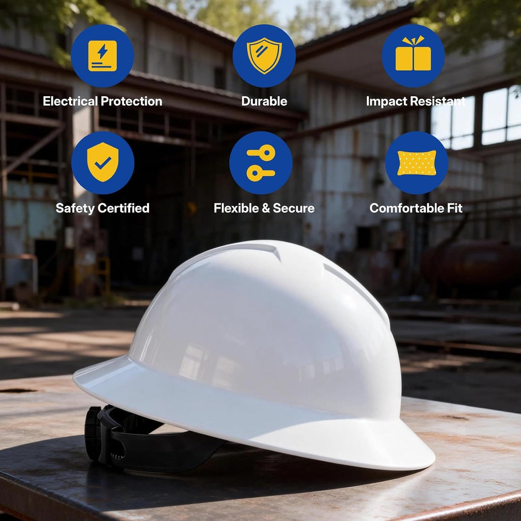 8-Pack Ratchet Suspension Hard Hats, Vented Safety Helmet with HDPE Shell, Adjustable Ratchet (21-24.57 Inch)