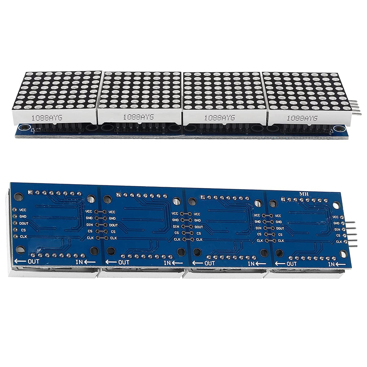 3PCS MAX7219 Dot Matrix Module 32x8 4 in 1 LED Display Modules Drive with 5Pin Wires for Arduino Raspberry Pi, Blue