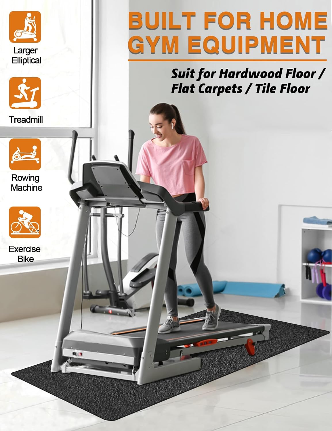 Treadmill Mat 78"x36", WERCHO Walking Pad Mat for Carpet Hardwood Floors 6mm Heavy-Duty Exercise Equipment Mat for