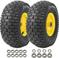 (2-Pack) 13x5.00-6 Front Tire and Wheel Assembly, 4-Ply Tubeless Turf Tire with Rim for Riding Mower Lawn Tractor