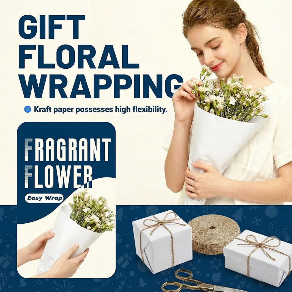 White Kraft Paper Roll 36" x 2,160" (180') for Gift Wrapping Bouquet Flower Art Painting Craft Writing Packaging