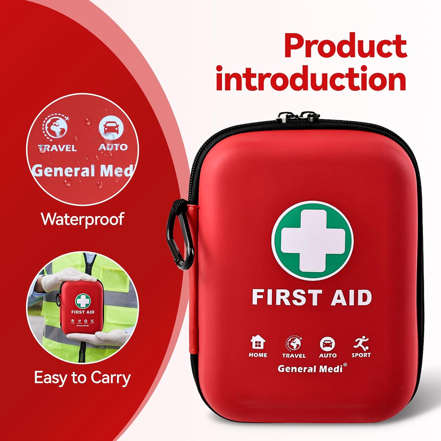 First Aid Kit - 170 Pieces Hard Case and Lightweight - Great for Travel, Home, Office, Vehicle, Camping, Workplace &