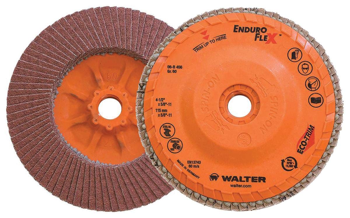 Walter Enduro-Flex Flap Disc, Spin-On 4-1/2" X 5/8"-11 Grit 60, Pack of 10 (06B456)