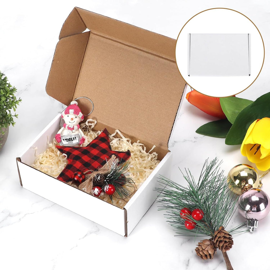 25 Pack 6x4x2 inch Small Shipping Boxes, White Mailing Boxes