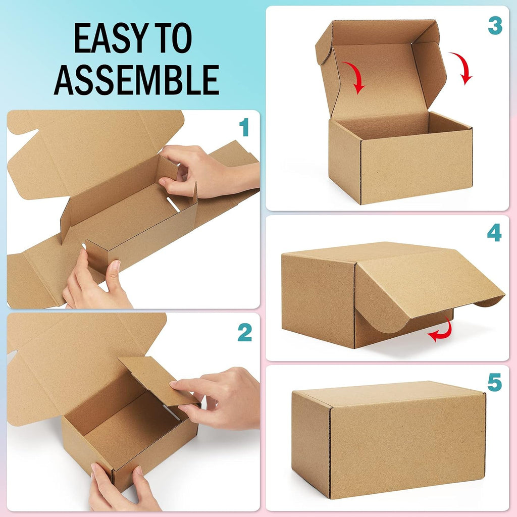 Shipping Boxes 6x4x3 inches Small Mailing Boxes 25 Pack Brown Cardboard Corrugated Box Mailers