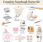 Complete Sourdough Starter Kit with Dutch Oven and Scale | 9" Round & 10" Oval Cotton Rope Proofing Baskets