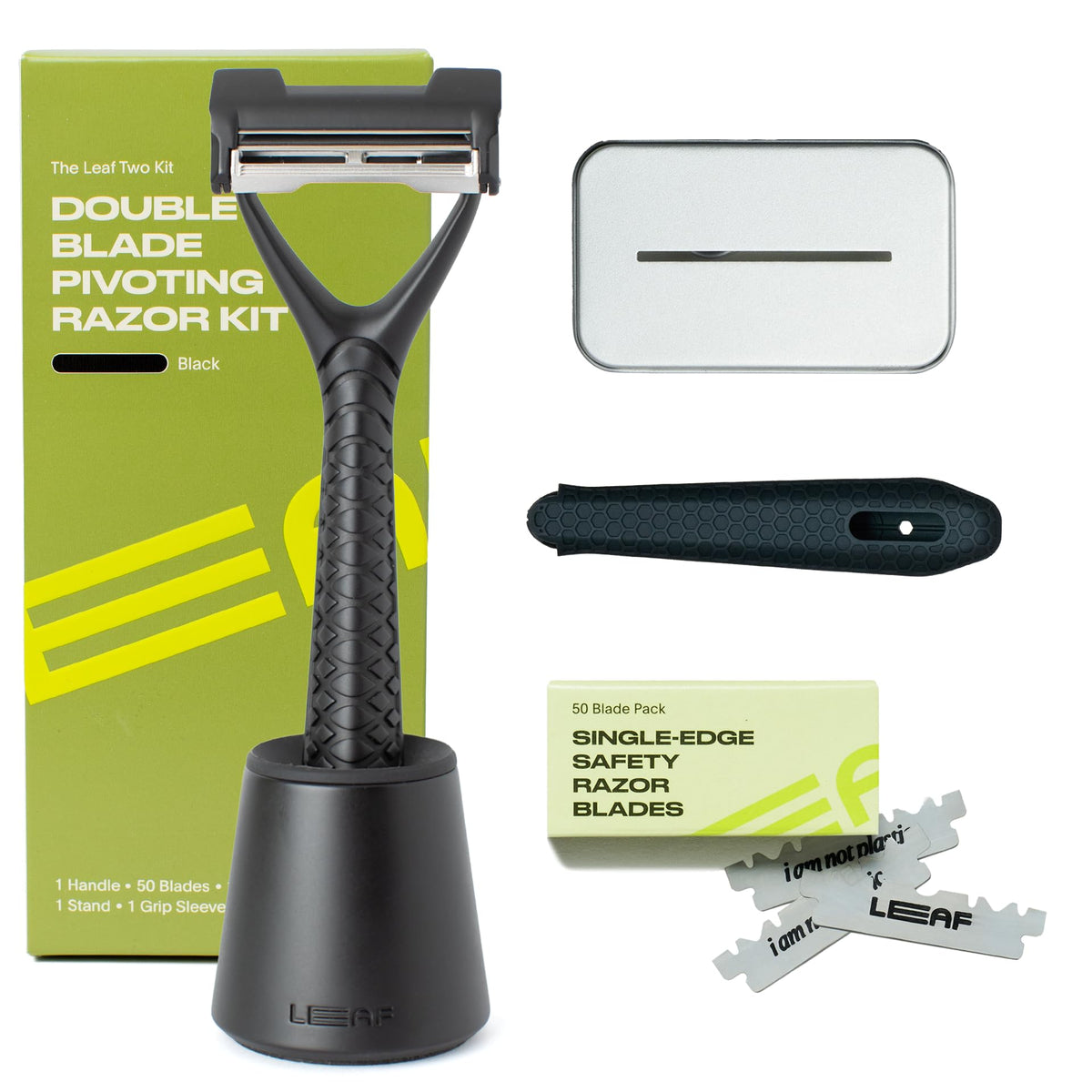 Leaf Two Kit - Two-Blade Safety Razor Set - Black