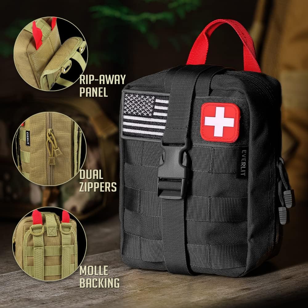 250 Pieces Survival First Aid Kit IFAK EMT Molle Pouch Survival Kit Outdoor Gear Emergency Kits Trauma Bag for