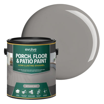 Porch & Floor Paint (Battleship Gray) 1-Gallon – Durable, Scratch-Resistant, Multi-Surface Interior & Exterior Floor