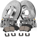Front Brake Kit For Jeep Wrangler 2007-17 | Jeep Wrangler JK 2018 - Drilled & Slotted Disc Rotors with Ceramic Brake