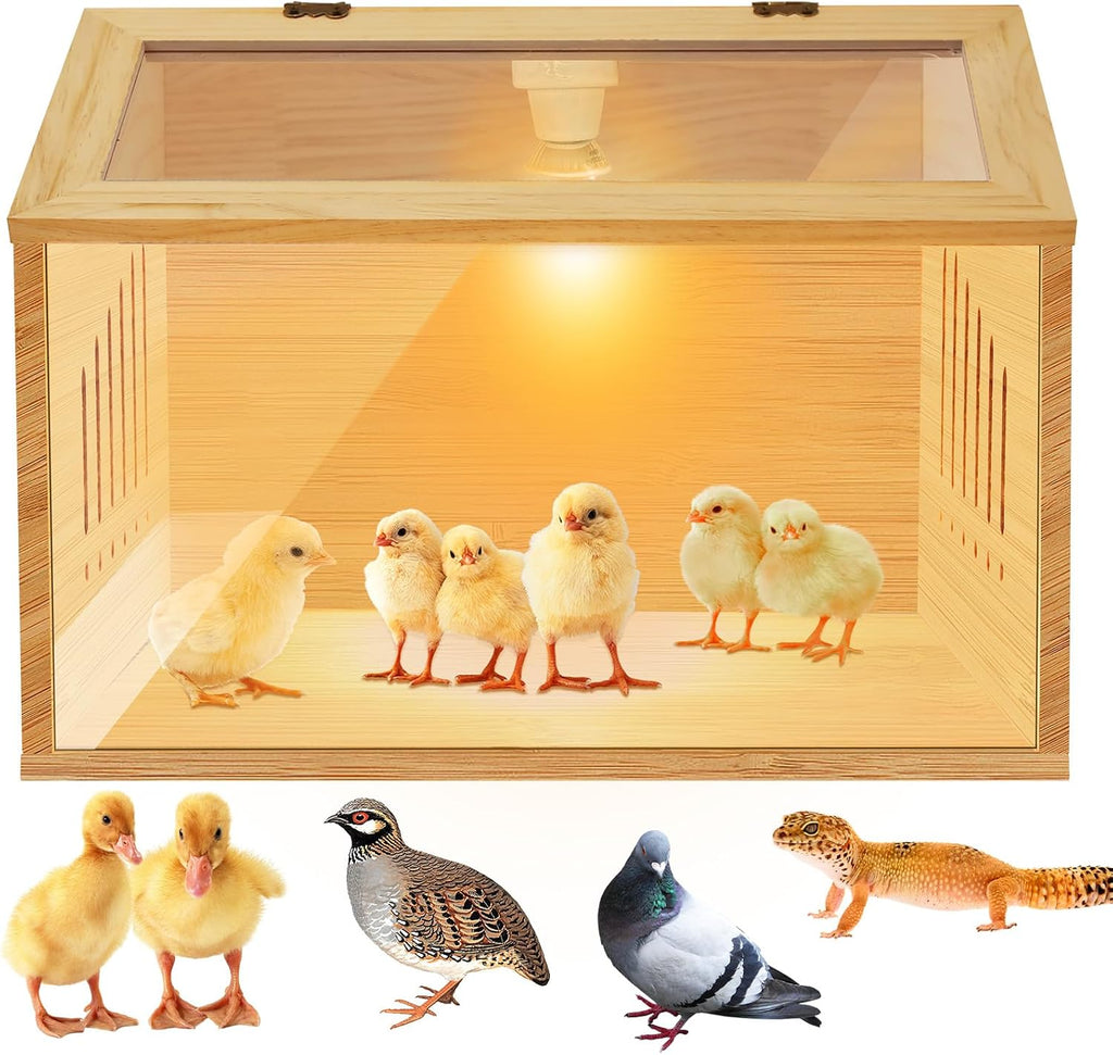 Brooder Box for Chicks，Indoor Smart Wooden Poultry Brooder with Heater, Suitable for 5-7 Newborn Chicks, Ducks