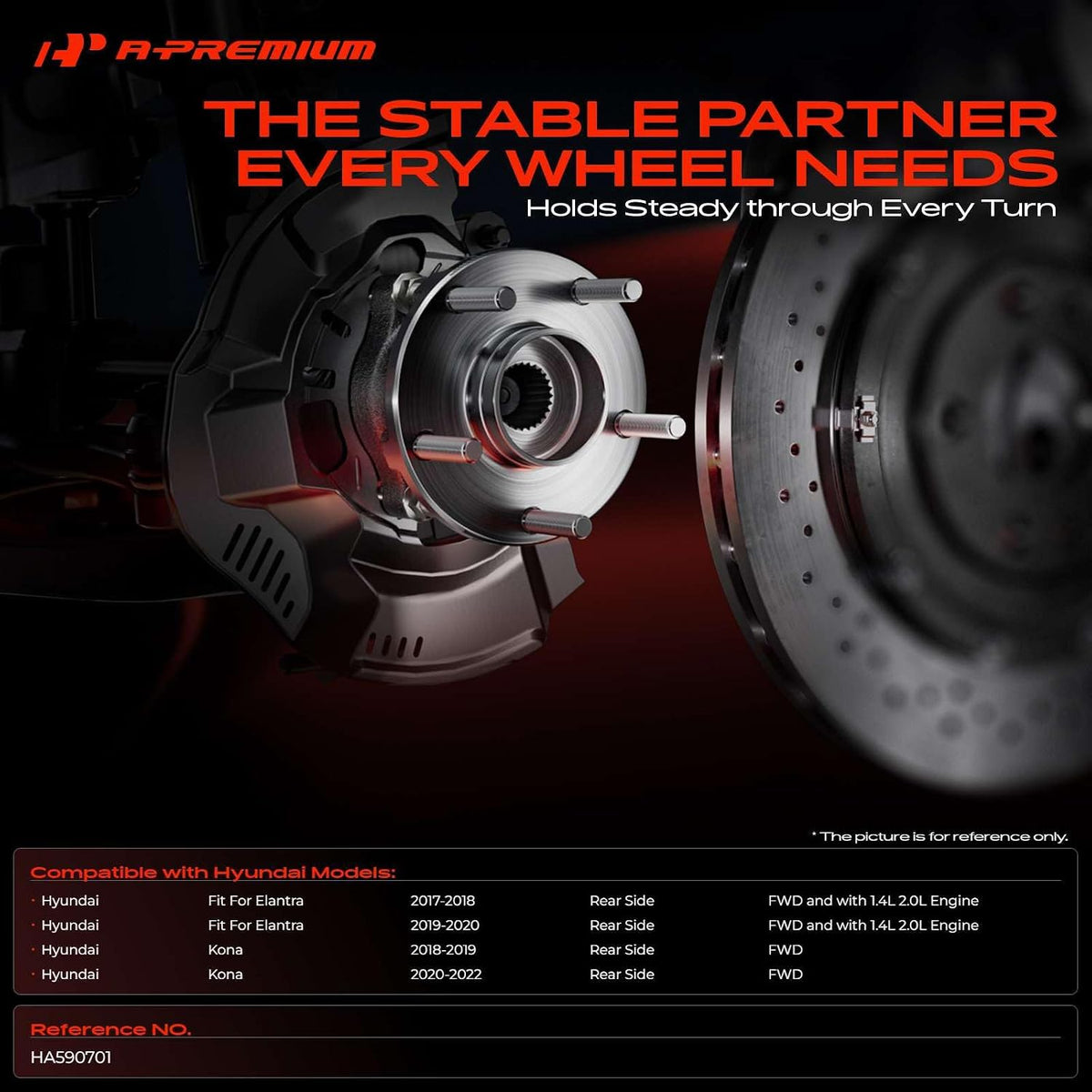 A-Premium Rear Wheel Bearing and Hub Assembly with ABS & 5-Lug