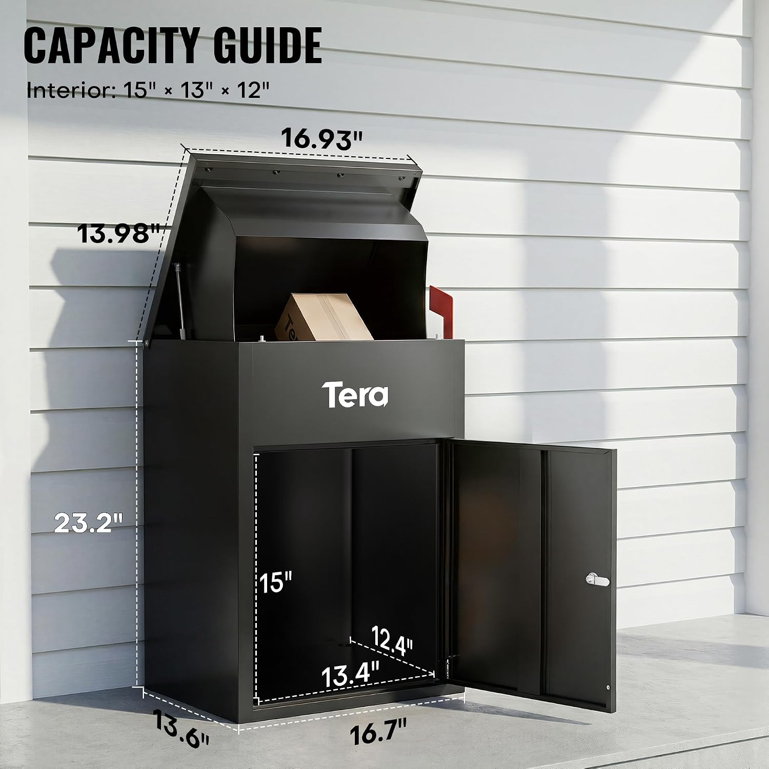 Package Delivery Boxes for Outside: 23" No Assembly Anti-Theft Design | Galvanized Steel, Anti-Theft Baffle