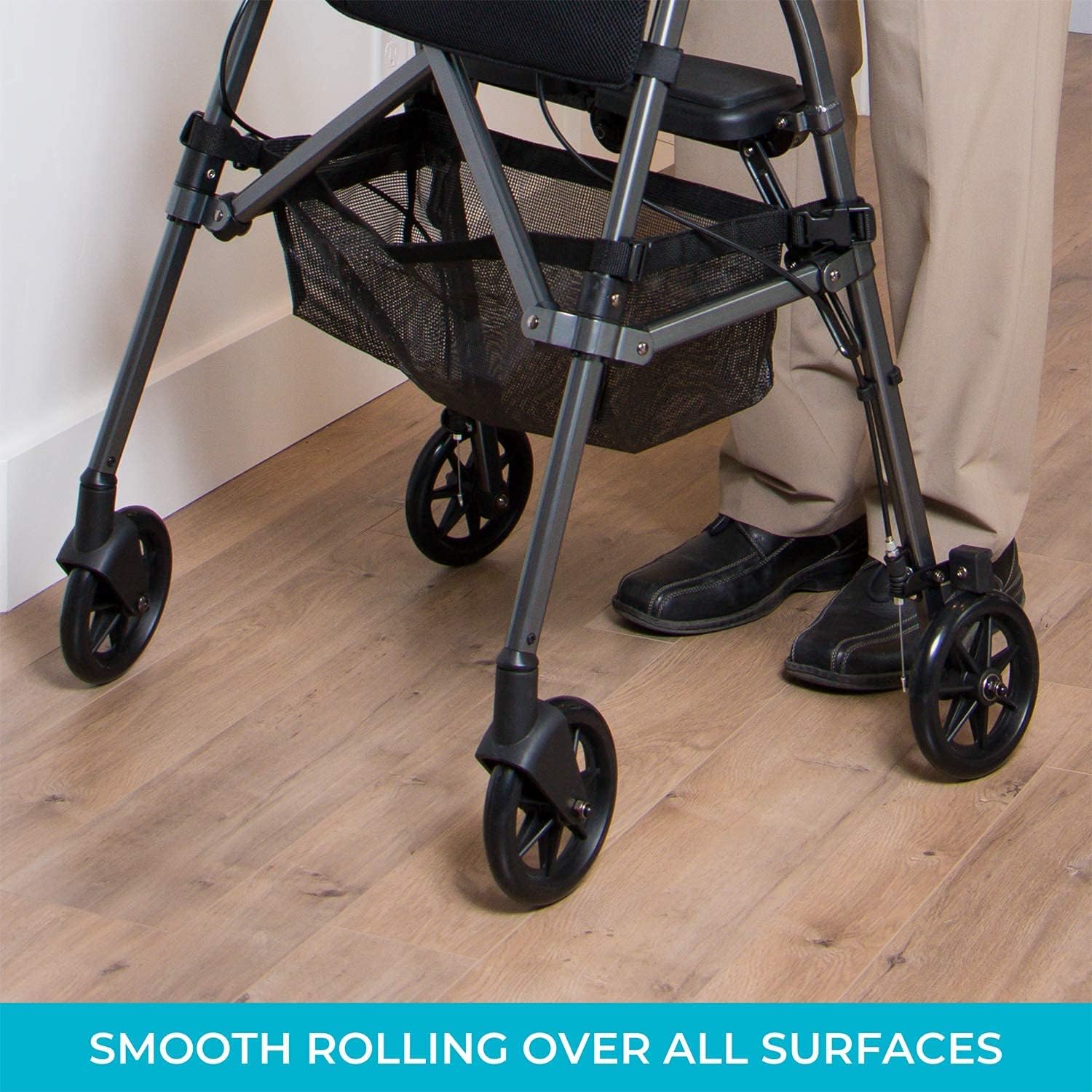 Replacement 6-inch Walker Wheels, 6 Inch Rollator-Wheels for Adults, Seniors, and Elderly, Compatible with Stander's