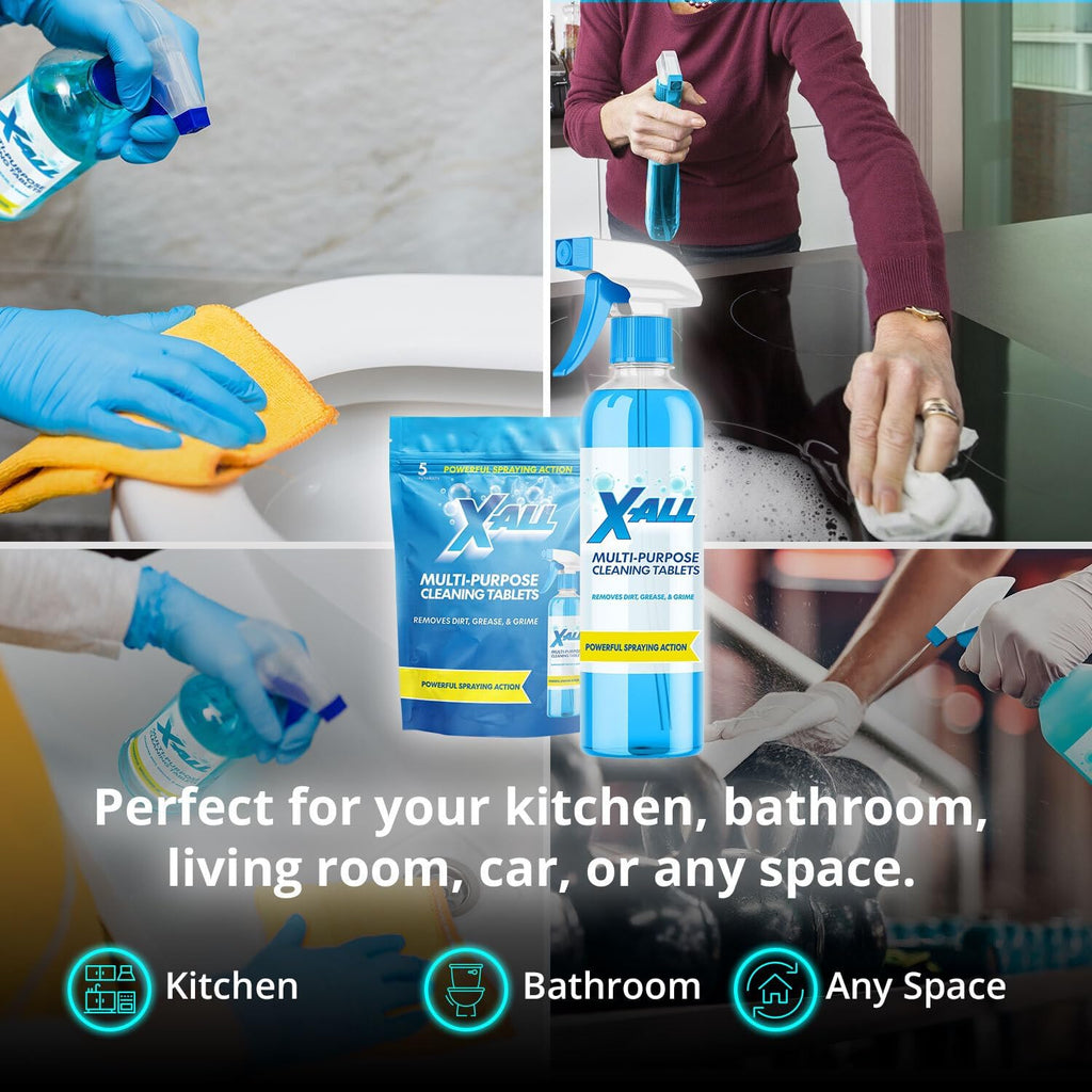 Multi-Purpose Cleaner - Spray Bottle and 5x Cleaning Tablets - Cleaner for Oven, Kitchen & Floor surfaces, and