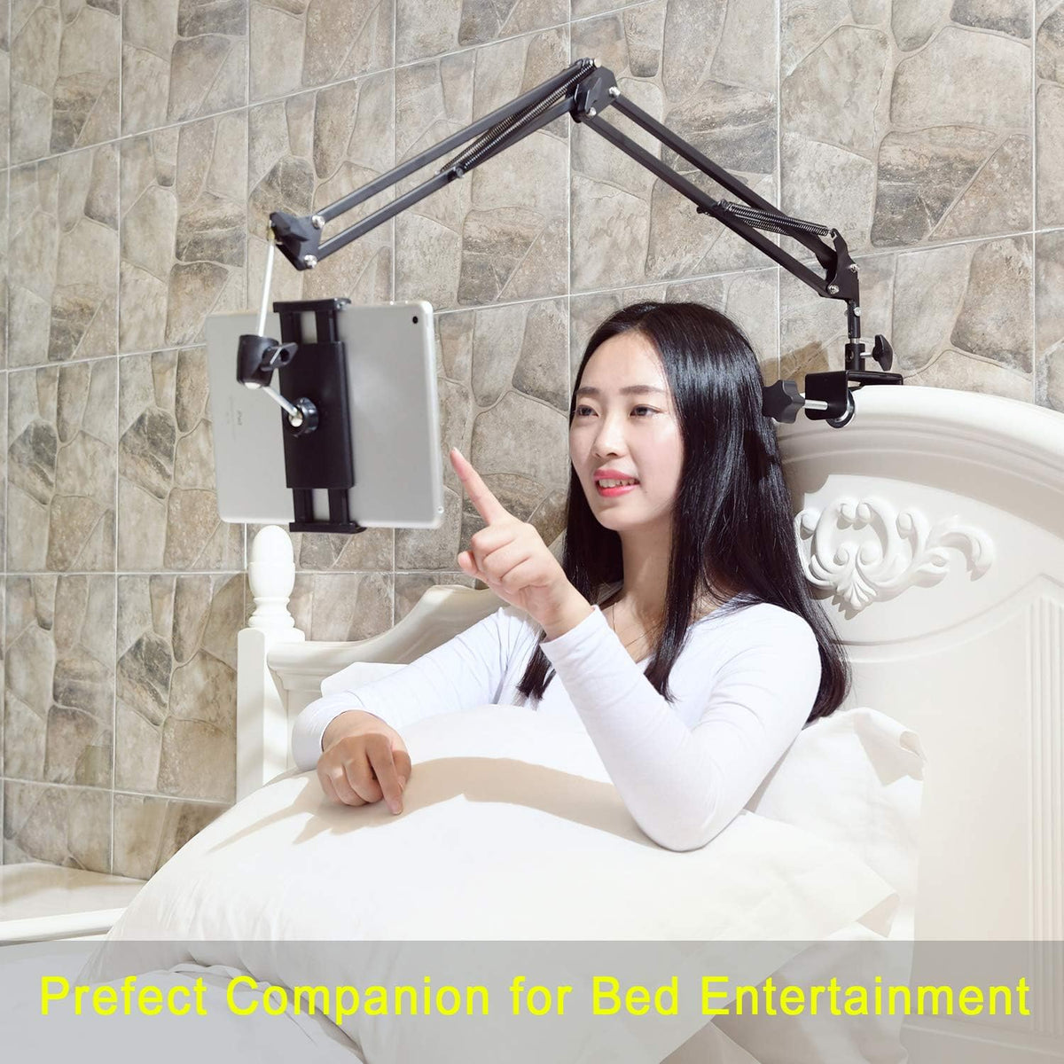 Tablet Stand for Bed,360 Degree Rotating Bed Tablet Mount Holder Stand with Aluminum Arm for iPad,iPhoneXS,N-Switch
