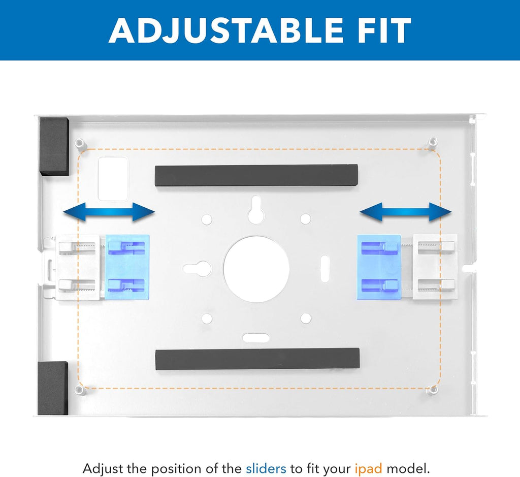 iPad Kiosk Stand, Anti-Theft Steel Countertop Enclosure, White | Locking POS Tablet Stand for Retail, Freestanding or