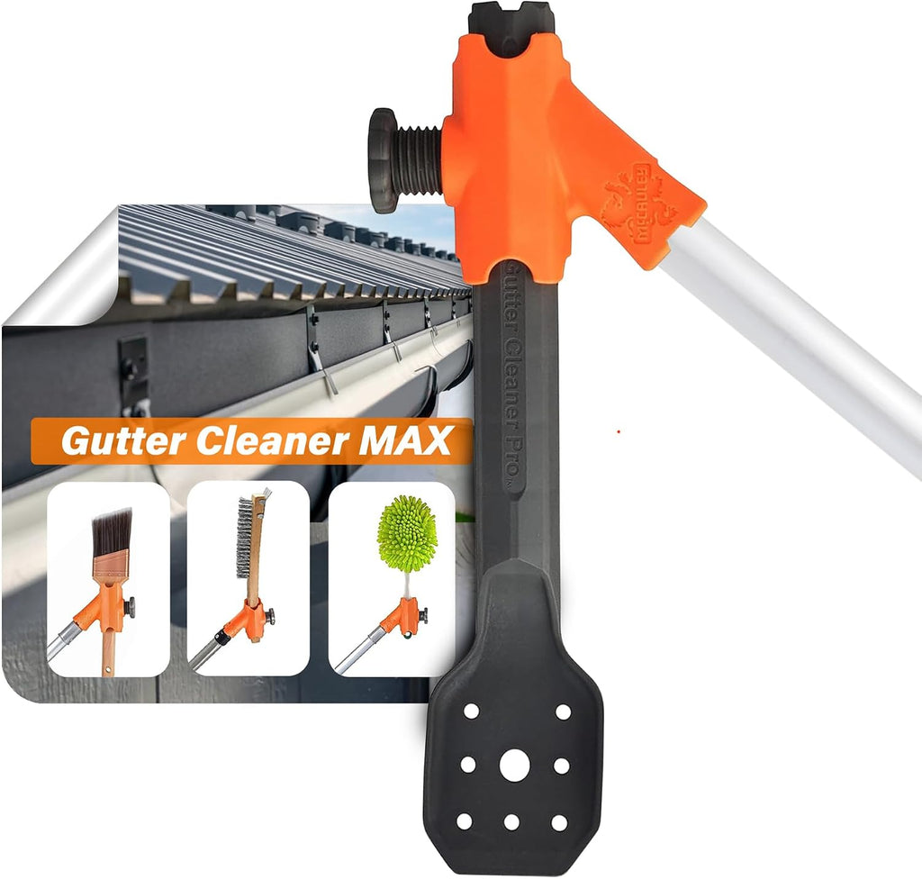 Gutter Cleaner MAX, NEW- strong pole threads!- gutter cleaning from the ground, roof and ladder, AND clean off gutter