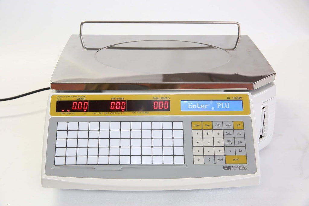 LS-100 60 LB Dual Range Fast Reliable Price Computing Printing Scale, LED & Alpha Large LCD, NTEP, Heavy Duty, Easy