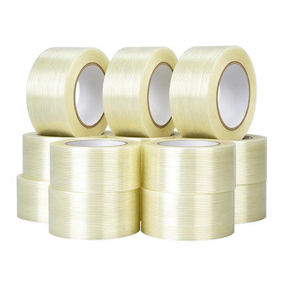 6 Rolls 2" X 35Yd Heavy Duty Filament Strapping Tape 6.2Mil