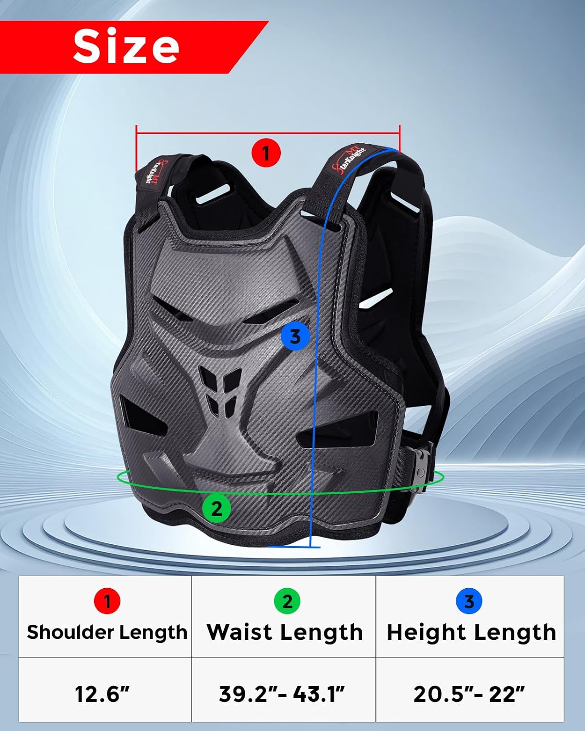 Motorcycle Chest Armor Lightweight Adult Men Motocross Chest Protector, Adjustable Body Armor Vest for Motocross