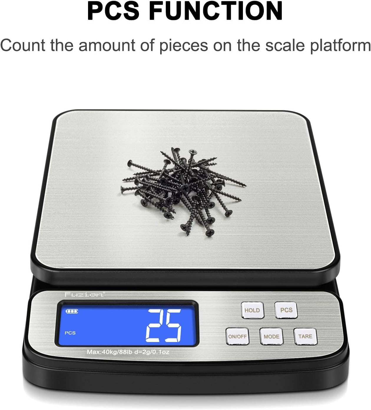 Digital Shipping Postal Scale 88lb x 0.1oz, Stainless Steel Platform | All-in-1 Shipping Scale, Large Display