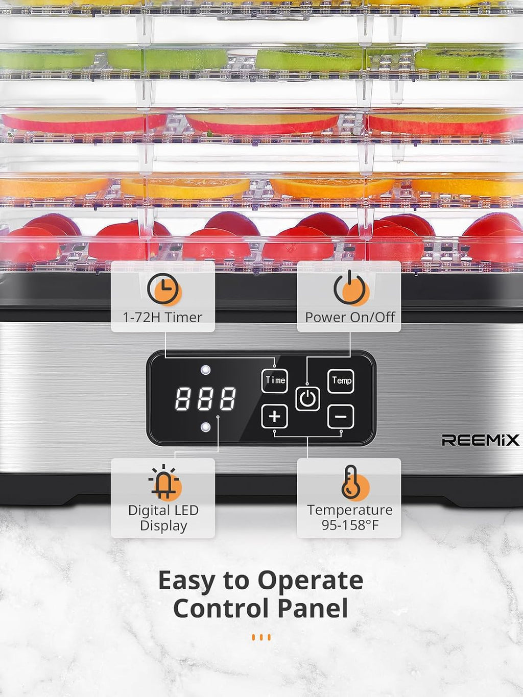 5-Tier Compact Food Dehydrator with BPA-Free Trays
