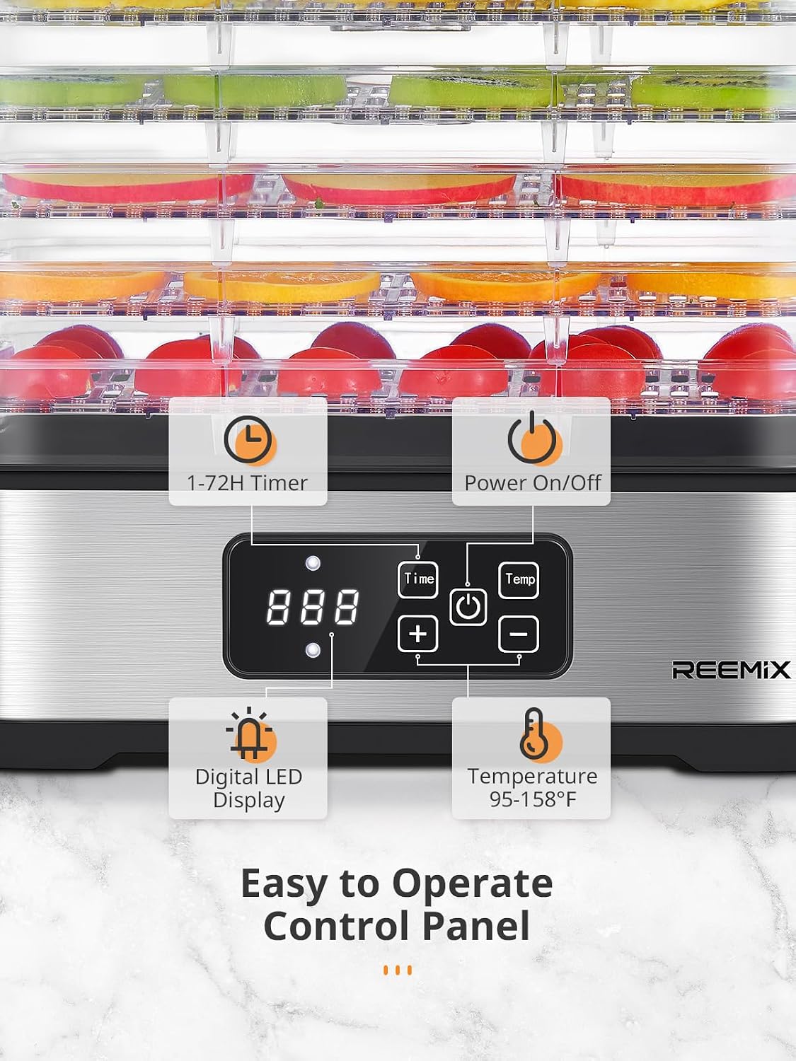 5-Tier Compact Food Dehydrator with BPA-Free Trays