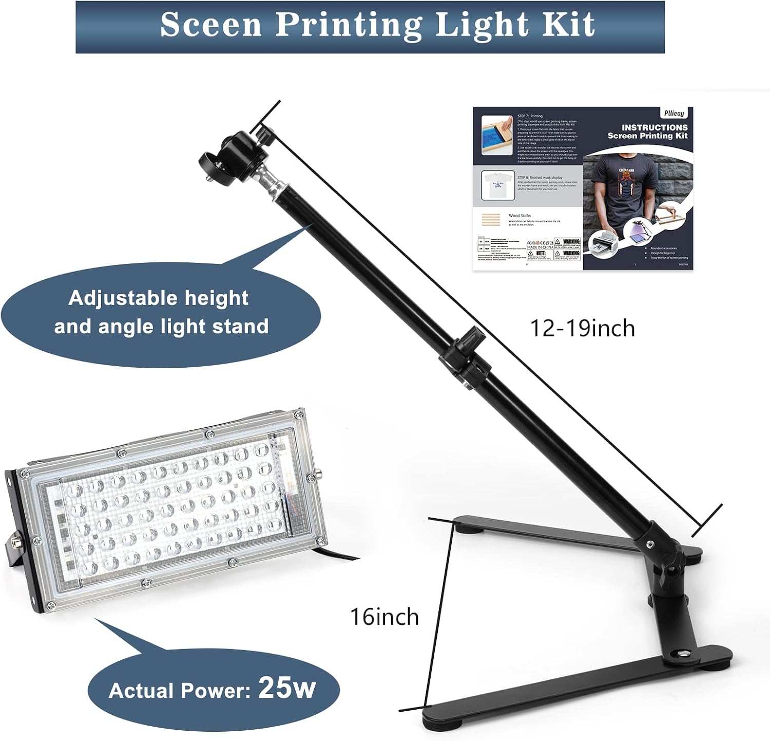 60pcs Screen Printing Kit with LED UV Exposure Lamp, 6 Colors Screen Printing Ink, 3 Size Wood Silk Screen Printing