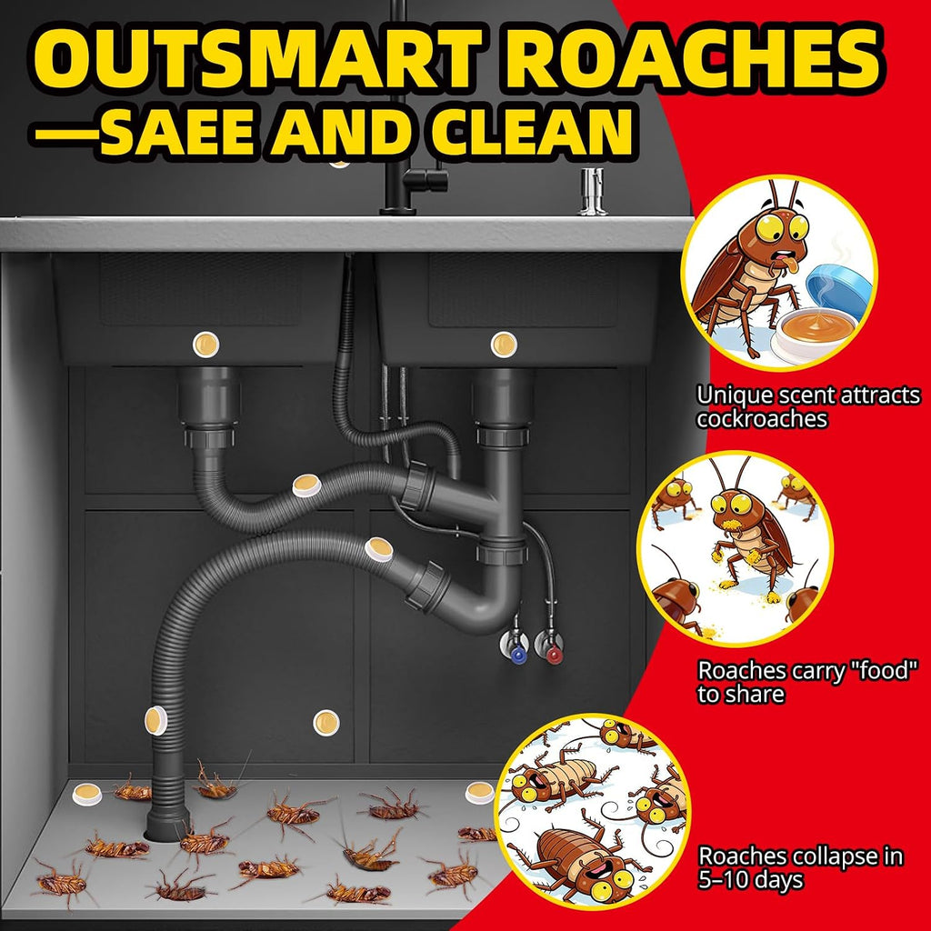 Cockroach Killer Indoor Home - 48 Packs | Roach Elimination Gel Fast-Acting in Kitchen and Home | Kills the Roaches'