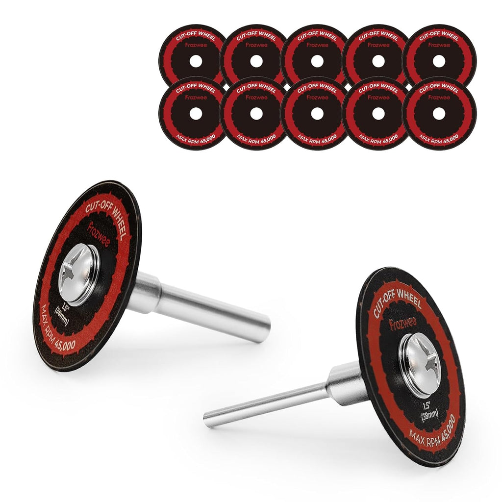 10PCS 1.5" Cut-Off Wheels for Drill,2 Shanks(1/4"+1/8" Mandrel)