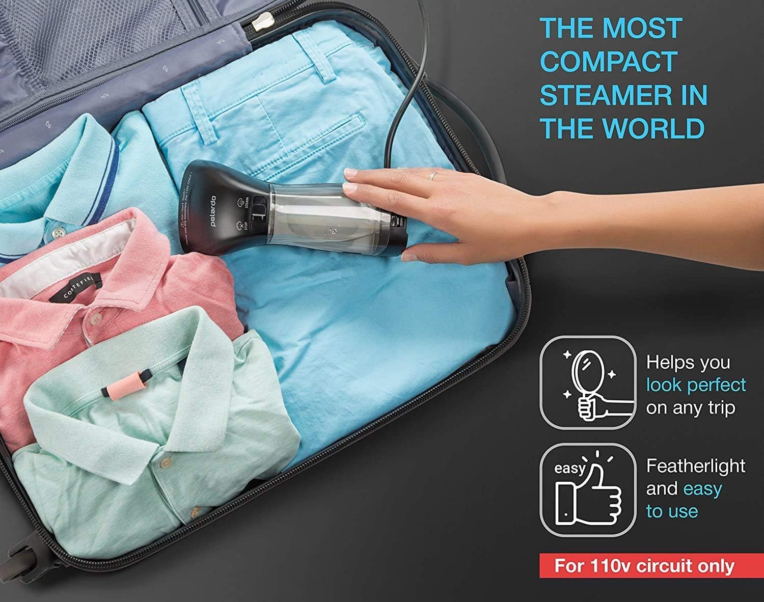 Travel Garment Steamer - Compact Portable Handheld Clothes Steamer with 360° Anti-Spill Technology, Professional