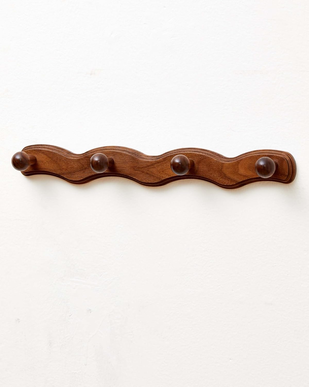 Wood Coat Rack Wall Mount - 4Pack Walnut Coat Hooks for Hanging Clothes,Keys, Robes,Purse,Towels,Bags,Backpack