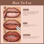 3 Pcs Juicy Nude Lip Kit - Brown Gradient Lip Liner & Nourishing Lipstick & Glossy Lip Gloss, Long-Lasting