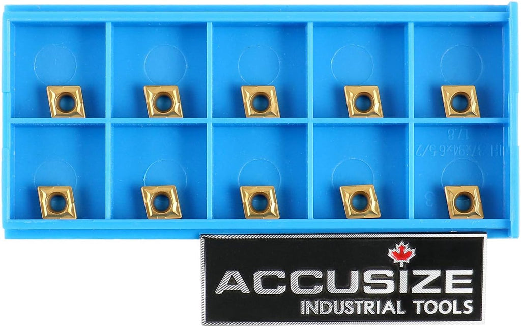 Accusize Carbide Inserts, CCMT21.51, TiN Coated, 2100-1008x10