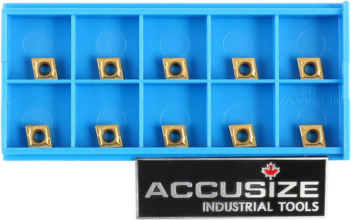 Accusize Carbide Inserts, CCMT21.51, TiN Coated, 2100-1008x10