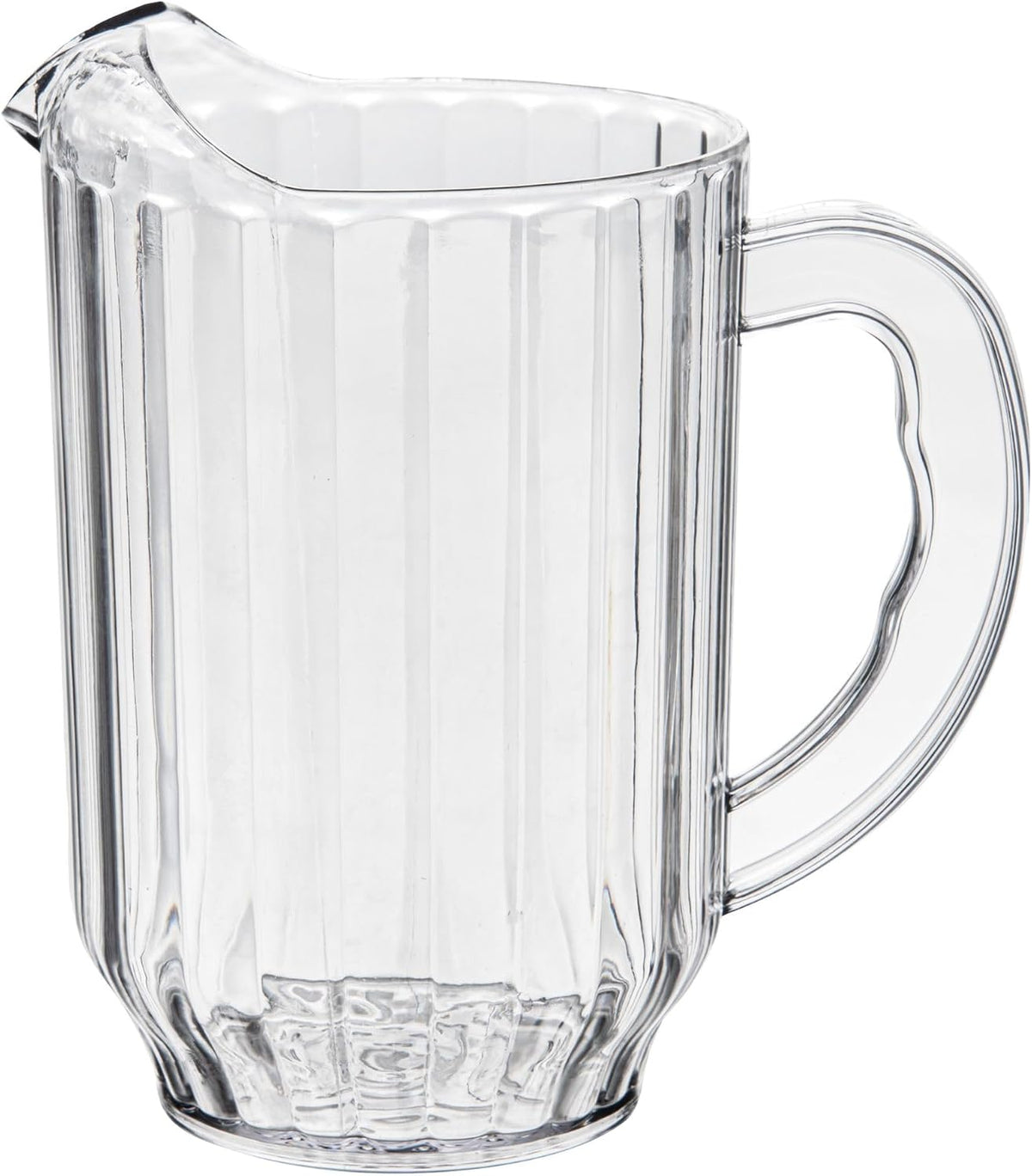 60 oz Clear Plastic Water Pitcher, Ribbed Carafe, 1 Count