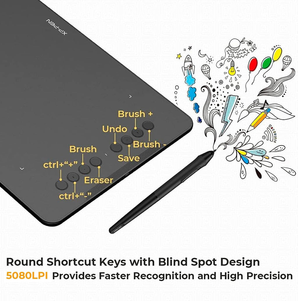 XPPen Deco 01 V3 10x6 Drawing Tablet, 16K Battery-Free Stylus, 8 Keys