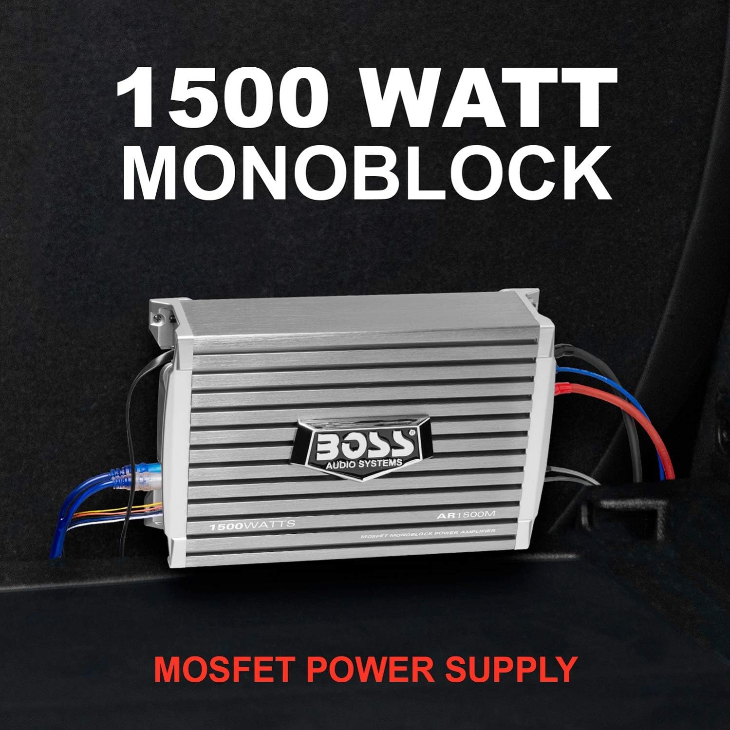 AR1500M Monoblock Car Amplifier - 1500 High Output, High/Low Level Inputs, Low Pass Crossover, Hook Up to Subwoofer