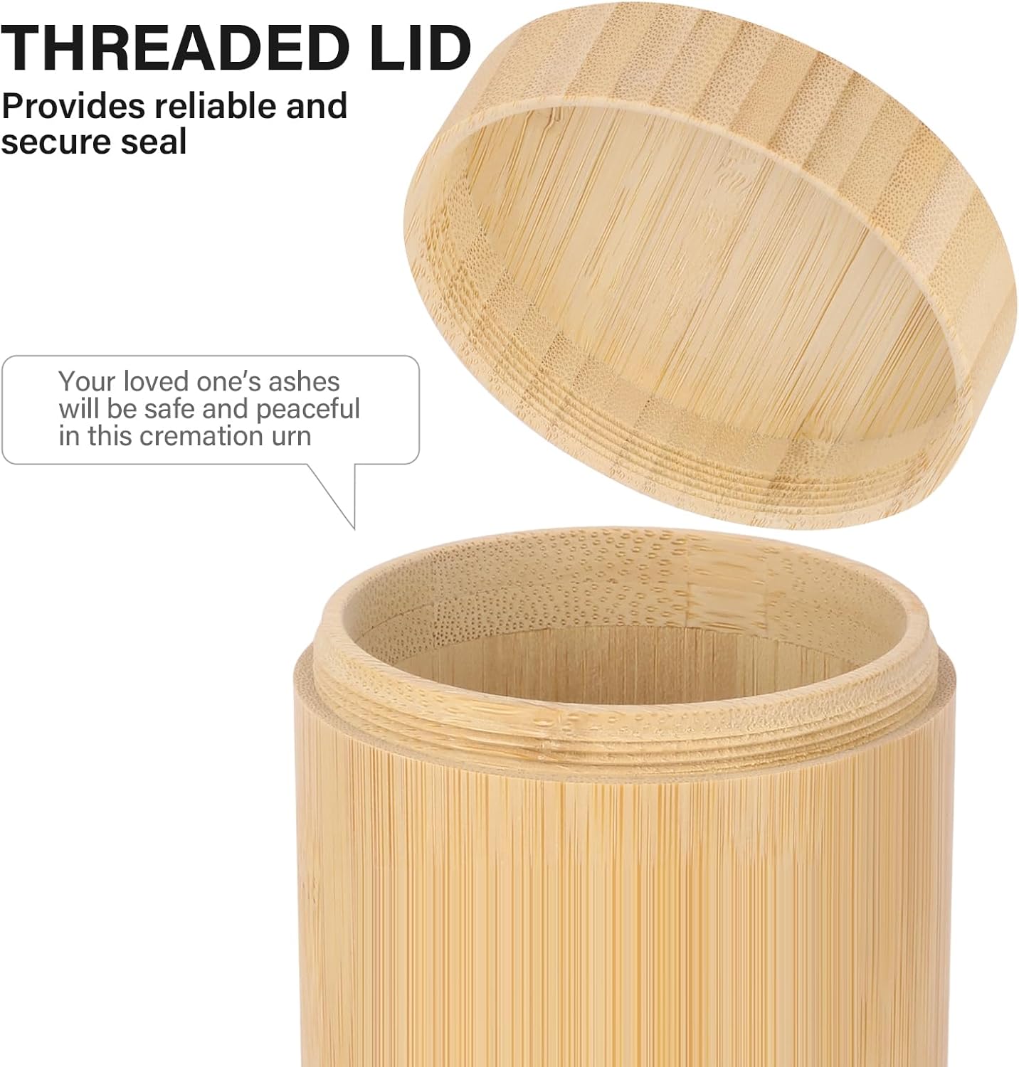 Medium Urn for Human Ashes Keepsake with Screw On Lid,Bamboo Cremation Urn for Adult Female Male Women,Scattering