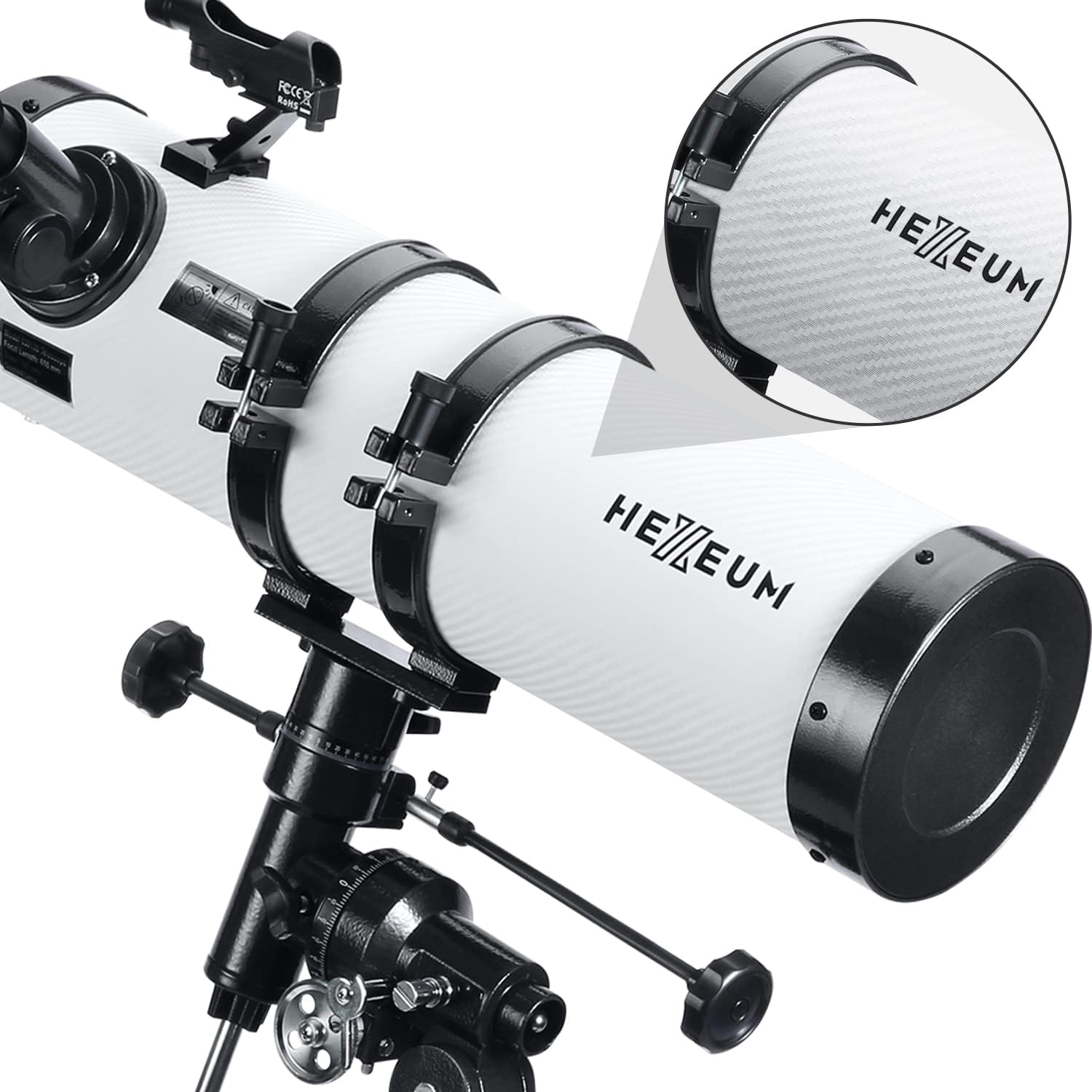130EQ Reflector Telescope, 130mm Aperture, EQ Mount | 650mm focal length, manual equatorial mount, phone adapter, 2x