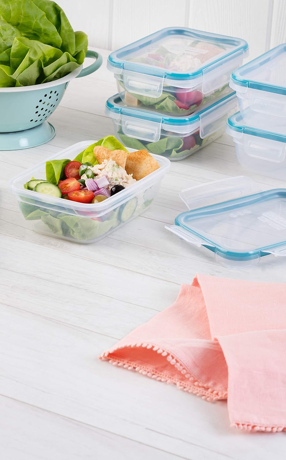 Plastic Total Solution 5-Pack (3-Cup) Food Storage Containers Set, Leakproof & Airtight Plastic Locking Lids