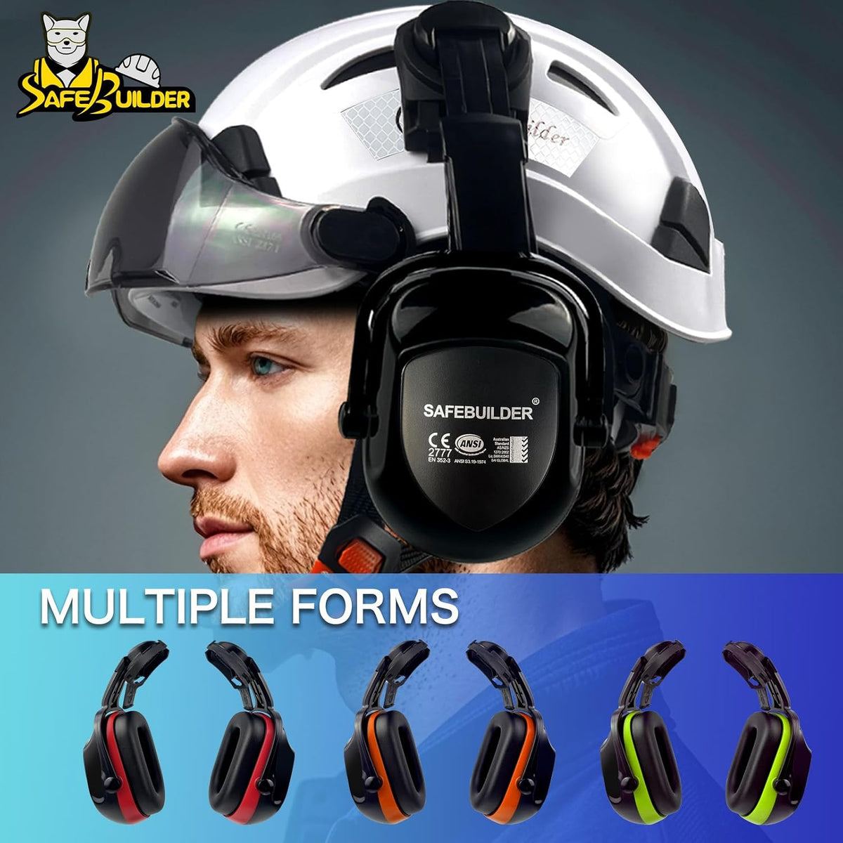 30dB Ear Muffs Hard Hats Type Safety Earmuffs For Safety Helmet Hearing Protection Earmuffs ANSI S3.19