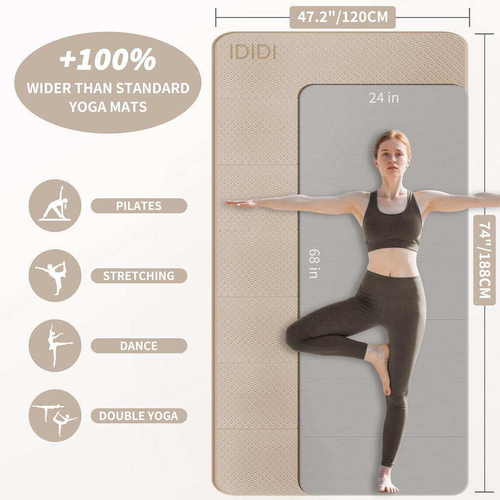 Foldable Yoga Mat Extra Large (74.0" x 47.2" x 0.4") | Double-Sided Non-Slip,Extra Wide Foldable Design,10mm Extra