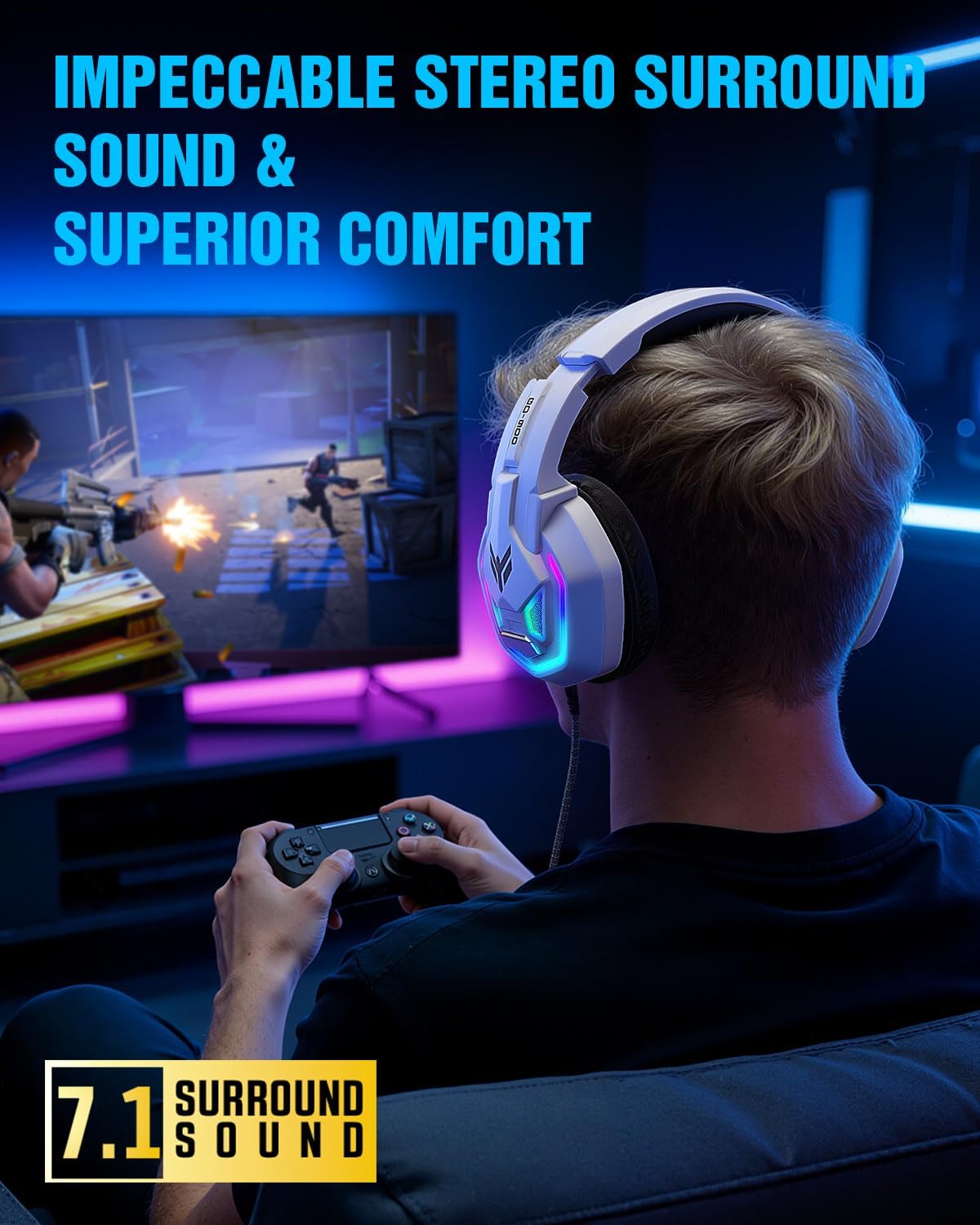 Gaming Headset for Xbox Series X|S Xbox One PS5 PS4 PC Switch Mac, Wired Over Ear Headphones with 7.1 Surround Sound